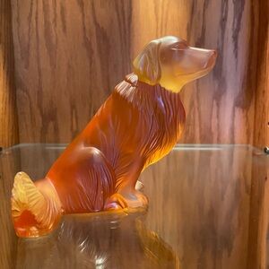 RARE Lalique Amber Golden Retriever